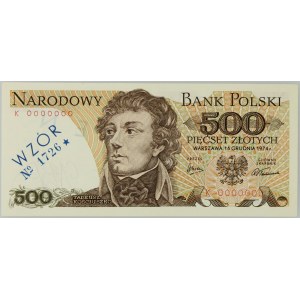 PRL, 500 złotych 16.12.1974, WZÓR, No. 1726, seria K