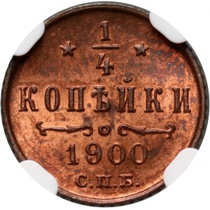 Rosja, Mikołaj II, 1/4 kopiejki 1900 СПБ, Petersburg