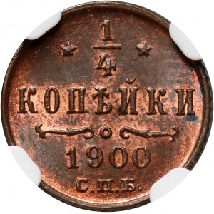 Rosja, Mikołaj II, 1/4 kopiejki 1900 СПБ, Petersburg