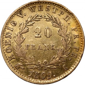 Germany, Westphalia, Jerome Napoleon, 20 Francs 1809 C