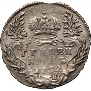 Rosja, Elżbieta I, 10 kopiejek (griwiennik) 1752 IШ, Moskwa