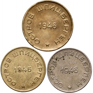 Russia, USSR, Spitsbergen, set of 3 coins, 1946