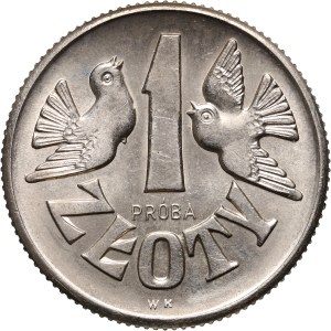 PRL, 1 złoty 1958, PRÓBA, nikiel, gołąbki