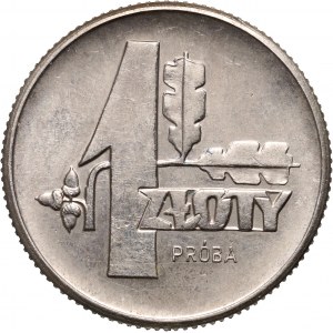 PRL, 1 złoty 1958, PRÓBA, nikiel, gałązka dębu