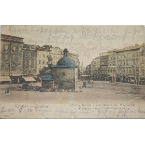Krakov - Hlavné trhové námestie s Kostolom svätého Adalberta, 1905