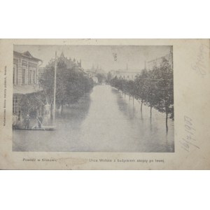 Kraków - Powódź, ul. Wolska z budynkiem akcyzy po lewej, 1903