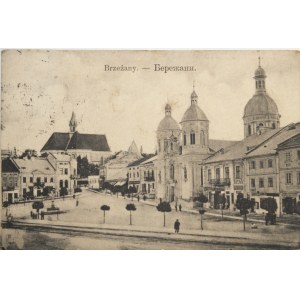 Brzeżany - Rynek i kościół, 1908
