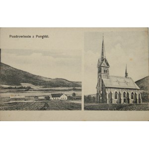 Porąbka - Widok ogólny i kościół, ok. 1910