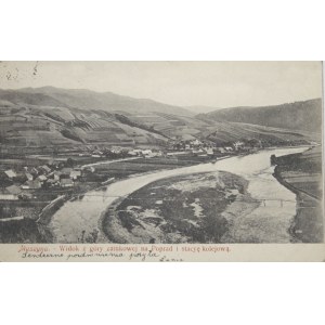 Muszyna - Widok z góry zamkowej na Poprad i stacyę kolejową, 1906