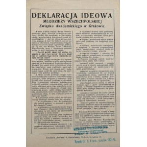 Deklaracja Ideowa Młodzieży Wszechpolskiej Związku Akademickiego w Krakowie. Lata 30. XX w.