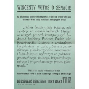 Wincenty Witos o senacie, 1946