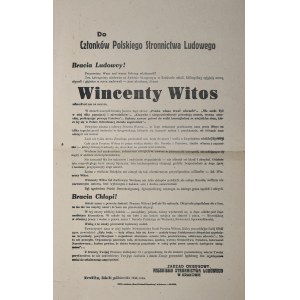 Do Członków Polskiego Stronnictwa Ludowego Bracia Ludowcy! (...) Wincenty Witos odszedł od nas na zawsze, 1945