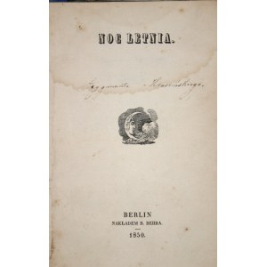 Krasiński Zygmunt] - Noc letnia. Berlin 1850 Nakł. B. Behra.