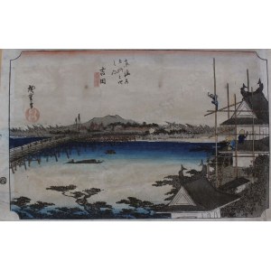 Andō [Utagawa] Hiroshige, Yoshida. Most na rzece Toyokawa
