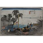 Andō [Utagawa] Hiroshige, Fujikawa. Scena na przedmieściach