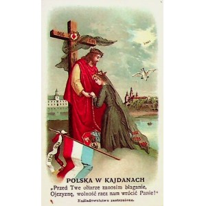 Obrazek patriotyczny Polska w kajdanach Imprimatur 1907