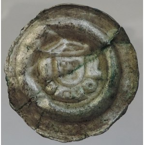 Václav II. 1278-1305, brakteát střední Cach 869var místo koruny mitra