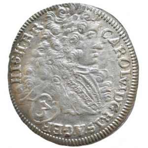 Karel VI. 1711-1740, 3 krejcar 1717 Praha