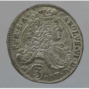 Karel VI. 1711-1740, 3 krejcar 1714 BW Kutná Hora