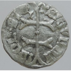 Zikmund Lucemburský 1387-1437, denár, kříž/čtvrcený erb, Huszár 576