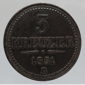 3 krejcar 1851 B