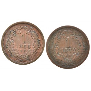 1 krejcar 1868 KB, 1872 KB, 2 ks