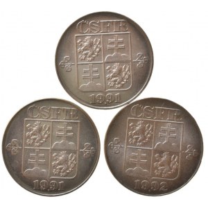 2 Kč 1991 obě minc., 1993, 3 ks