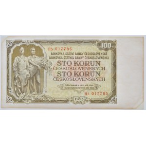 100 Kč 1953, série HS 017785, B.92b, neperf.