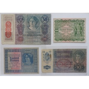 Bankovky konvolut Rakousko-Uhersko, různé, viz foto, 9ks