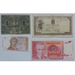 Bankovky konvolut Jugoslávie, Chorvatsko, Černá Hora, Rumunsko, různé, viz foto, 4 ks
