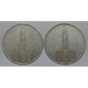 5 Marka 1934 D, F kostel, bez nápisu    2ks