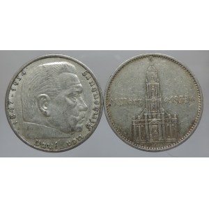 5 Marka 1934 F s nápisem, 1936 A Hindenburg    2ks