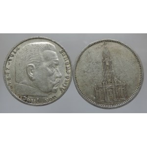 5 Marka 1935 A kostel bez nápisu, 1936 J Hindenburg   2ks