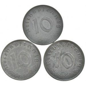 10 pfennig 1941 B, D, E, 3 ks