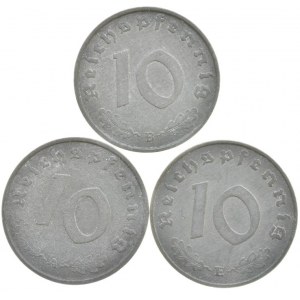 10 pfennig 1942 A, E, 1944 B, 3 ks