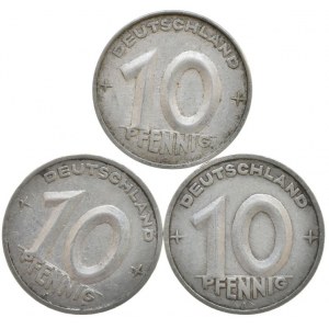 10 pfennig 1949 A, 950 A, 1952 A, 3 ks
