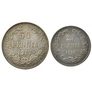 Finsko pod Ruskem, Mikuláš II. 1894 - 1917, 50 pennia 1917 S, 25 pennia 1916 S