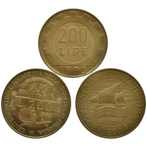 Itálie, 200 Lira 1992, 1995, 1996, 3ks