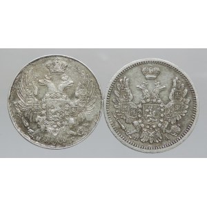 Rusko, Mikuláš I. 1825-1855, 10 kopejka 1836 SPB-NG + 10 kopejka 1852 SPB-PA