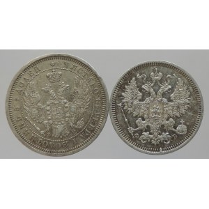Rusko, Alexandr II. 1855-1881, 25 kopejka 1856 SPB-FB + 20 kopejka 1861 SPB-FB