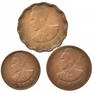Etiopie, Haile Selassie I EE1923-1929 / 1930-
36AD; druhá vláda EE1936-1966 / 1943-74AD, 25 cent, 10 cent, 5 cent vše EE 1936 (1943-44)