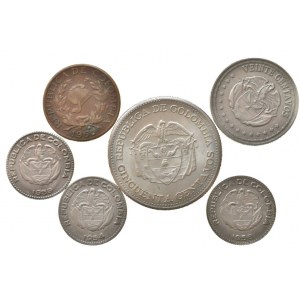 Columbie, 50 centavos 1959, 20 centavos 1959, 10 centavos 1954, 1956, 1959, 5 centavos 1960