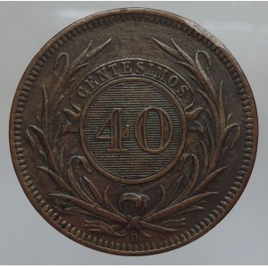 Uruguay, 40 centimos 1857 D