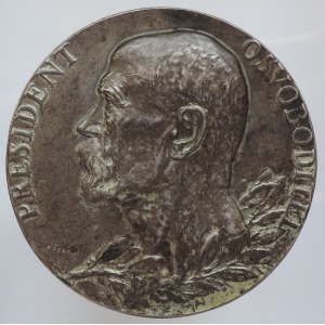 Španiel O., AR medaile TGM úmrtní 60mm, jednostranný odražek v originální etui, 74,549g, bez puncu, R
