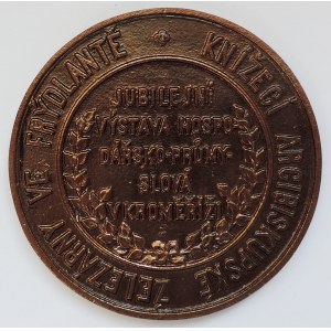 Kroměříž, hospodářsko-průmyslová výstava 1908, bronz.patina 85mm litá, Arcibiskupské železárny ve Frýdlantě, Hurdálek-Suchomel 31a