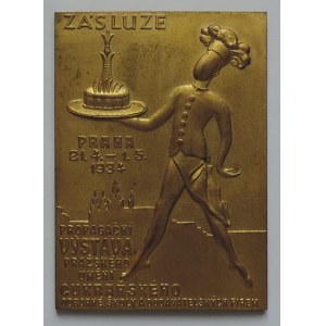 AE 49x69mm plaketa jednostranná, Praha 21.4.-4.5.1934, Propagační výstava pražského umění cukrářského