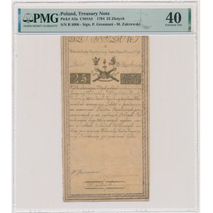 25 złotych 1794 - B - PMG 40 - niski czterocyfrowy numerator
