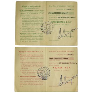 Eine Reihe von Ausweisen der Infanterie-Schützen-Division Jozef Bonchuk