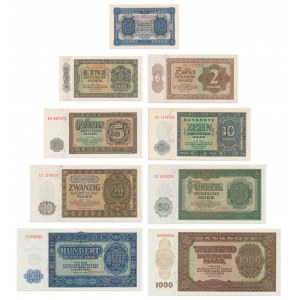 Německo, DDR, sada 1-1 000 marek 1948 (9 kusů).