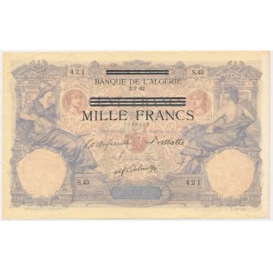 Tunisia, 1.000 Francs 1942-43 - overprint -